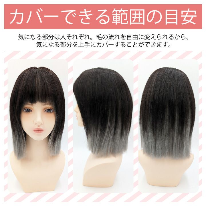 人毛100％ ヘアピース つむじウィッグ